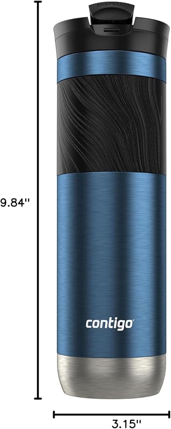 Contigo Byron 2.0 Stainless Steel Travel mug with Snapseal Lid and Grip, 24oz, Blueberry, BPA Free and Leak Proof