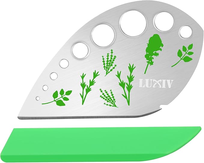 Herb Stripper 9 holes, Luxiv Stainless Steel Kitchen Herb Stripping Tool Loose Leaf Kale Razor Metal Leaf Pealer for Kale, Chard, Collard Greens, Thyme, Basil, Rosemary