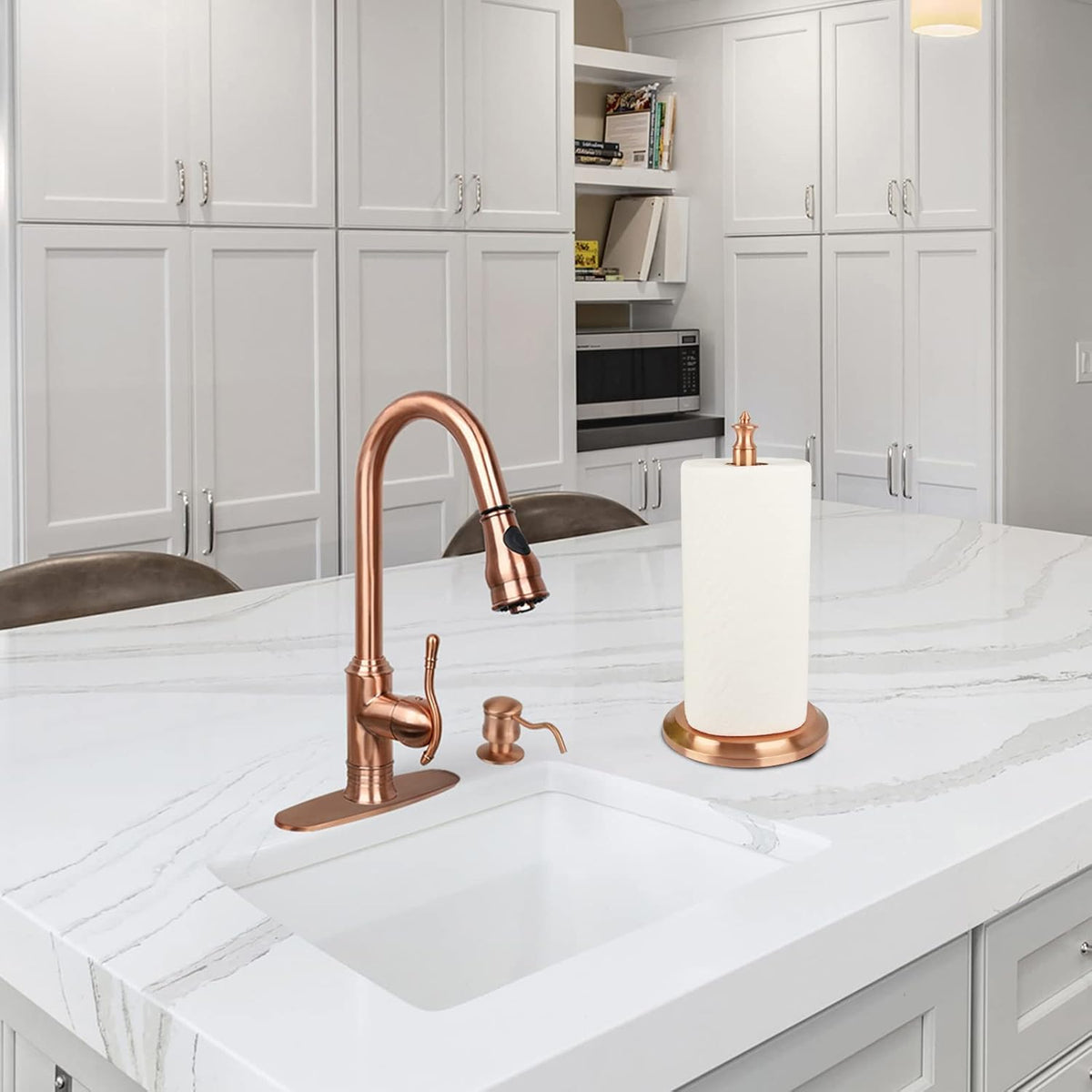 Akicon Paper Towel Holder Stand for Kitchen Countertop & Dining Room Table (Copper, Classical)