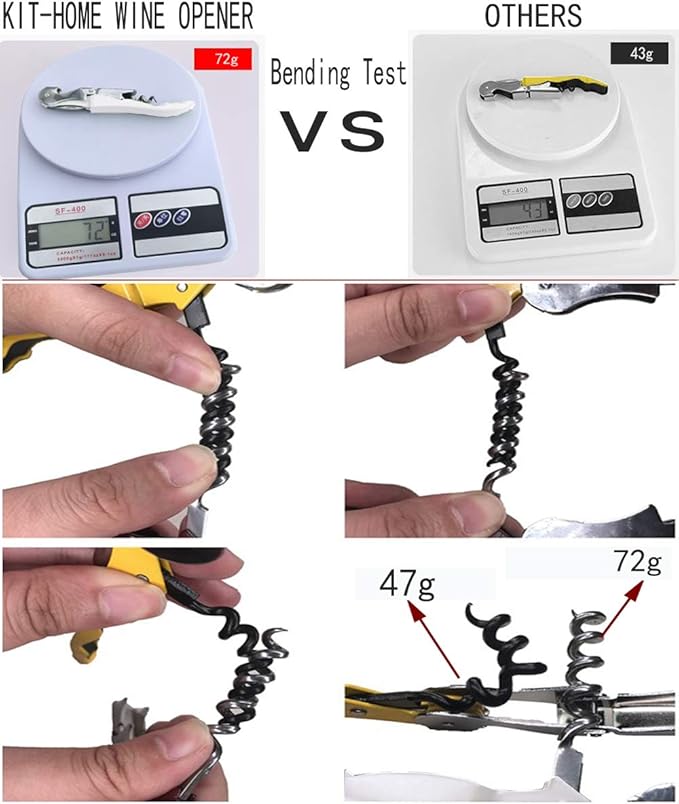 Professional Waiter Corkscrew Wine Openers Set, Heavy Duty Stainless Steel Hinges Wine Key for Restaurant Waiters, Sommelier, Bartenders