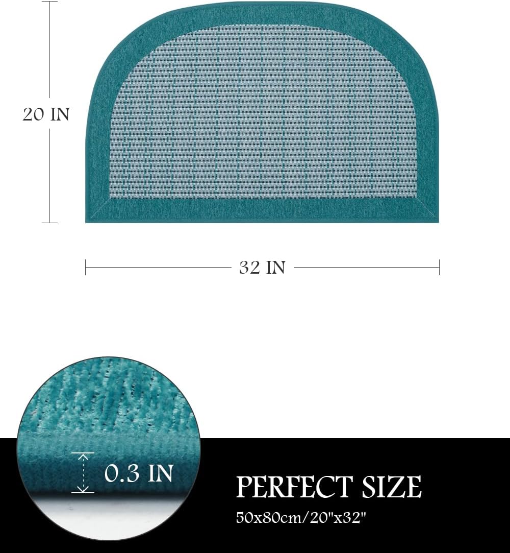 PADOOR Kitchen Mats for Floor, Kitchen Rugs Non Slip Washable, Rubber Backed Kitchen Runner Super Absorbent Kitchen Floor Mat Sink Rug, 20"x32" Teal
