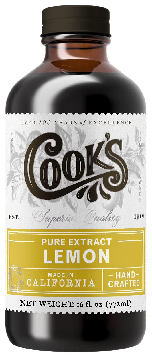 Cook's Pure Lemon Extract, Premium Quality, Cold Pressed Lemon, Sugar Free, Gluten Free, Allergen Free,16 oz