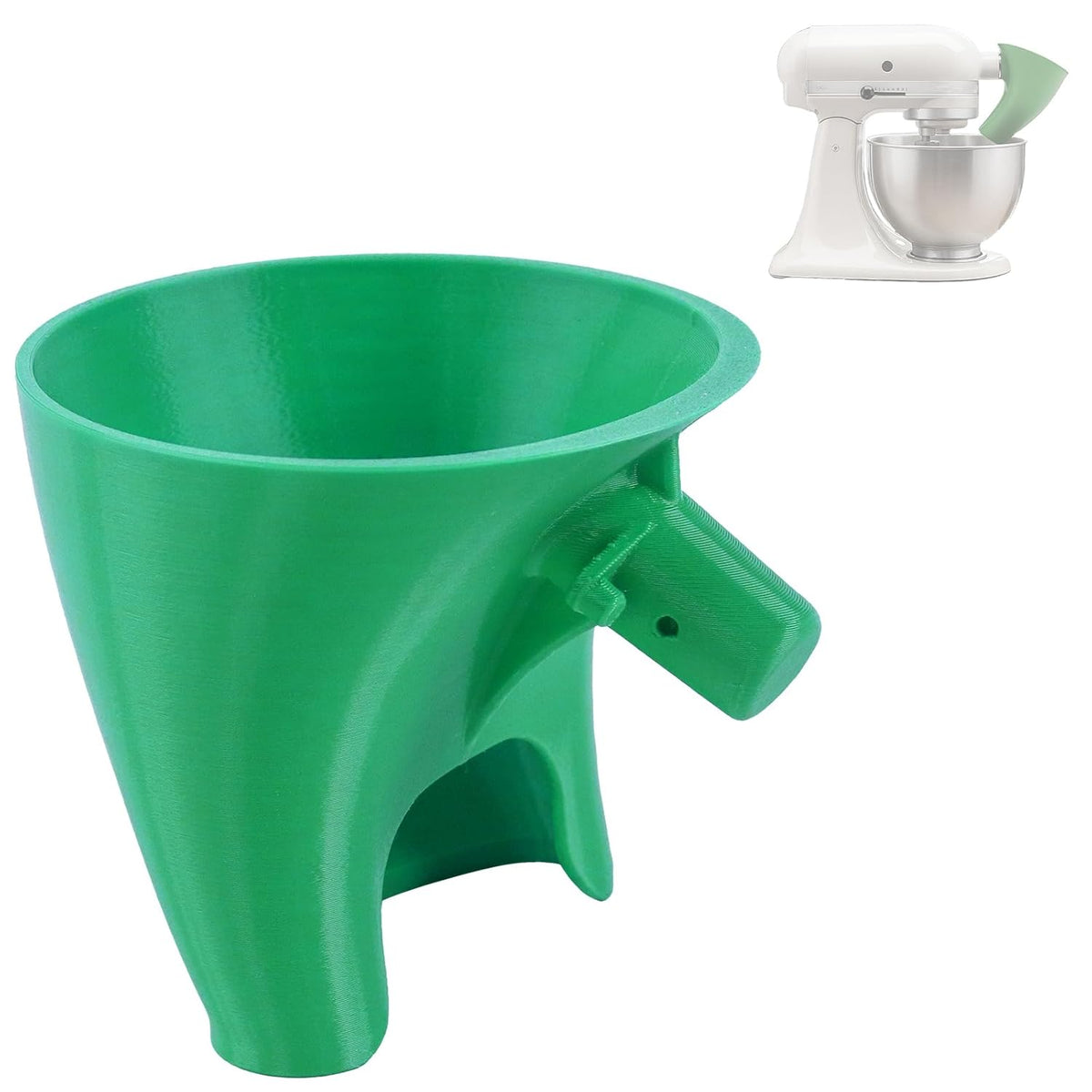 Flour Funnel for Kitchen Aid Stand Mixer, Plastic Funnel with Easy-Pour Attachment Fits KSM150 5-Quart Tilt-Head Mixers, Mess-Free Baking Accessory for Flour, Sugar, and Egg Liquid (GREEN1PCS)