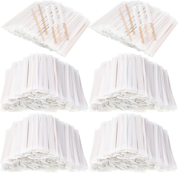 2000 Pcs Individually Wrapped Wooden Coffee Stirrers, Disposable Coffee Stir Sticks Round End Sticks Bulk Wood Stirrers for Cocktail Hot Drinks Restaurant Bar Home Office (7 Inch)