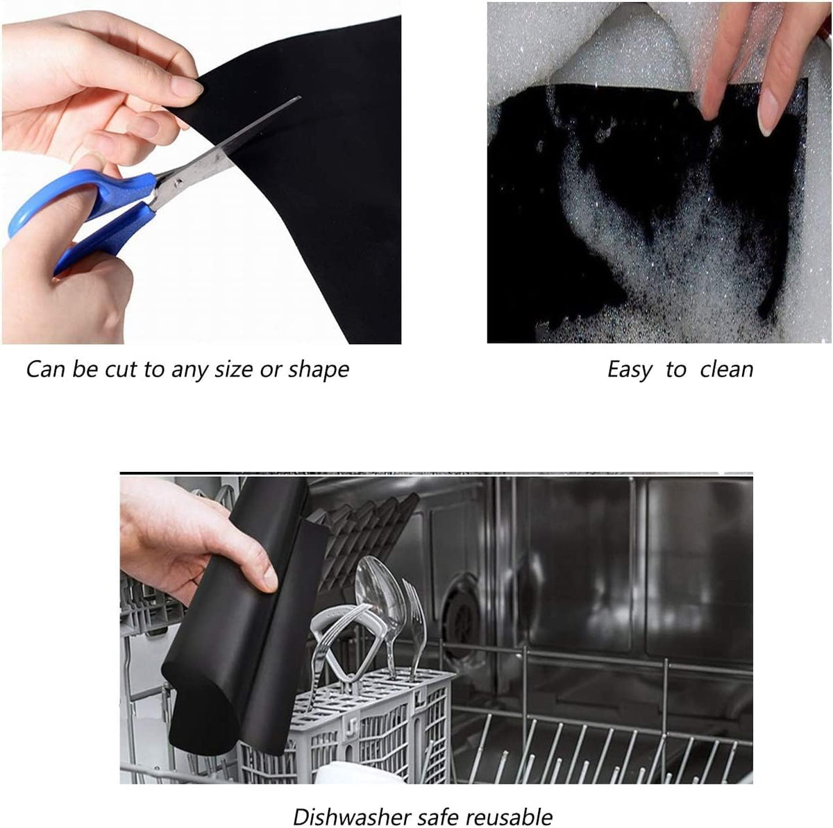 Large Oven Liners，5 PACK Heavy Duty Teflon Oven Liners,BBQ Grill Mats for Bottom of Oven for Gas, Electric and Fan Assisted Ovens，Baking Mat, Oven Protector Sheets，Reusable