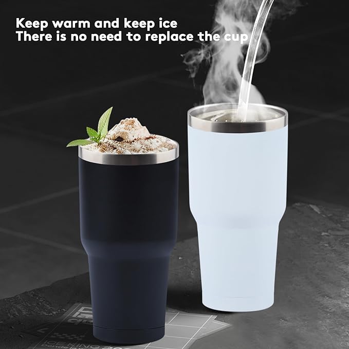 8 Pack 30oz Insulated Tumbler with Lids and Straw, Stainless Steel Travel Coffee Tumbler,Powder Coated Travel Mug (Mixed color)