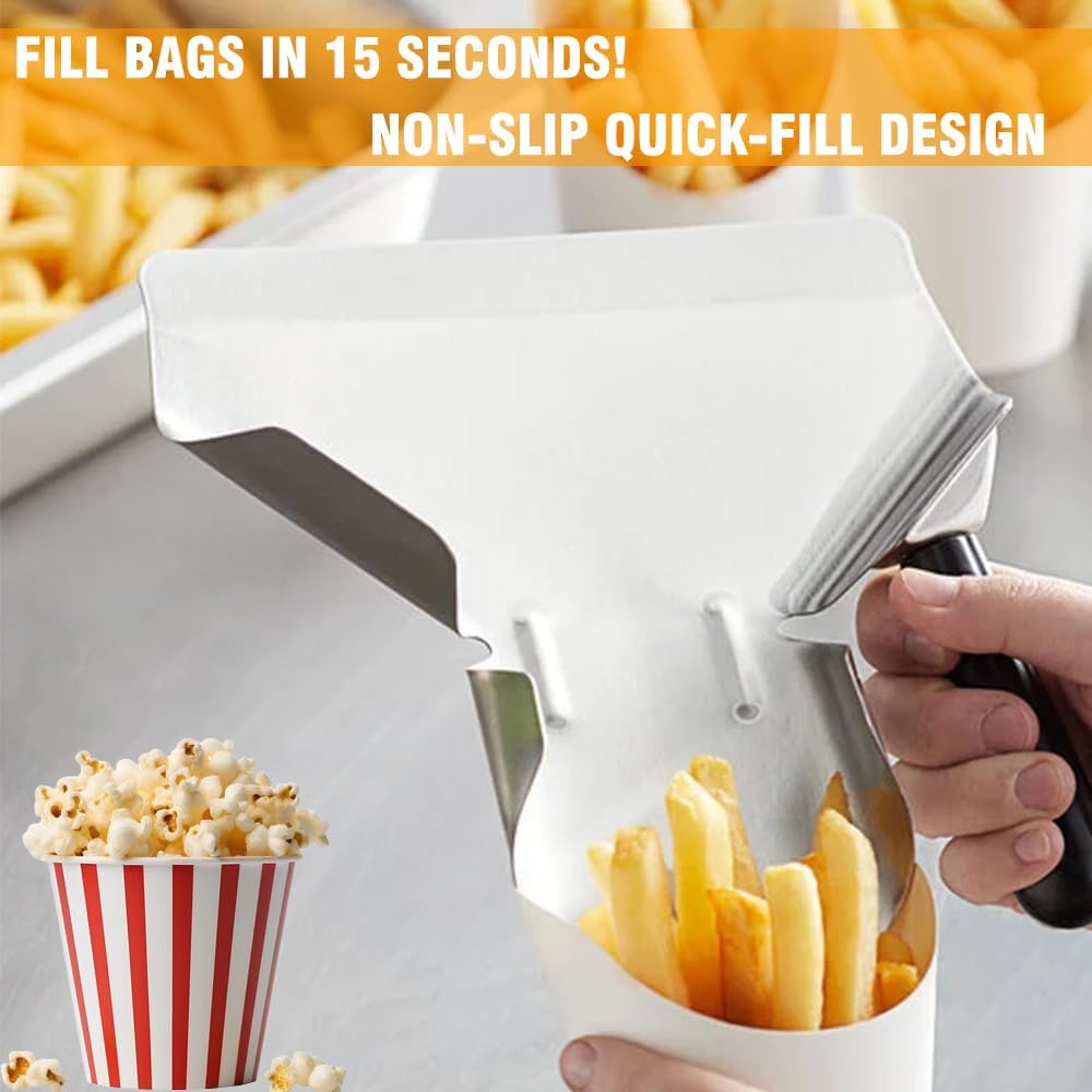 Stainless Steel French Fry & Popcorn Scoop – Quick-Fill Multipurpose Utensil for Snacks, Ice, Dry Goods
