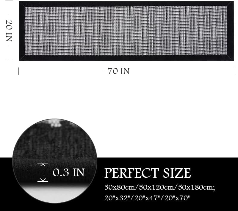 PADOOR Kitchen Mats for Floor, Kitchen Rugs Non Slip Washable, Rubber Backed Kitchen Runner Super Absorbent Long Kitchen Floor Mat Sink Rug, 20”x70” Black