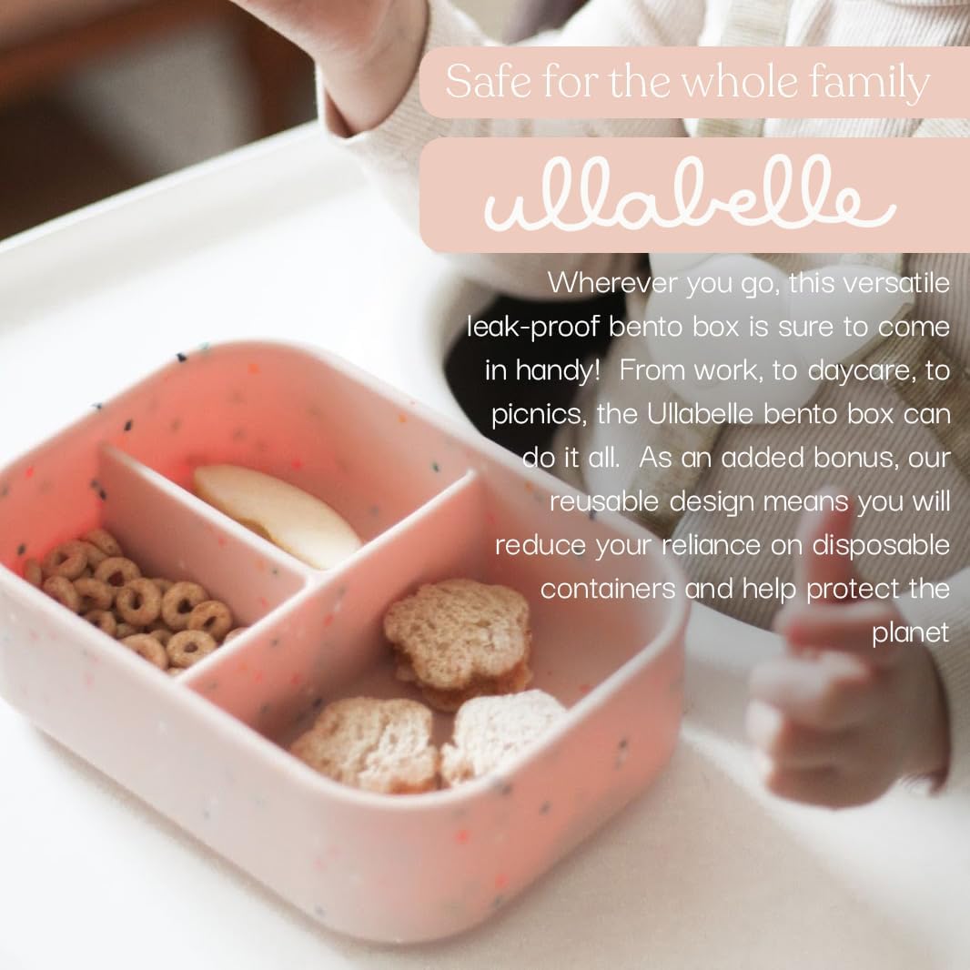 Ullabelle Leak Proof Bento Box Food-Grade Silicone Bento, BPA, Phthalate, Lead, & PVC Free - Bento Lunch Box for Daycare, Kids, & Adults - Leak Resistant Sets With Lids Snack Box Container (Beige)