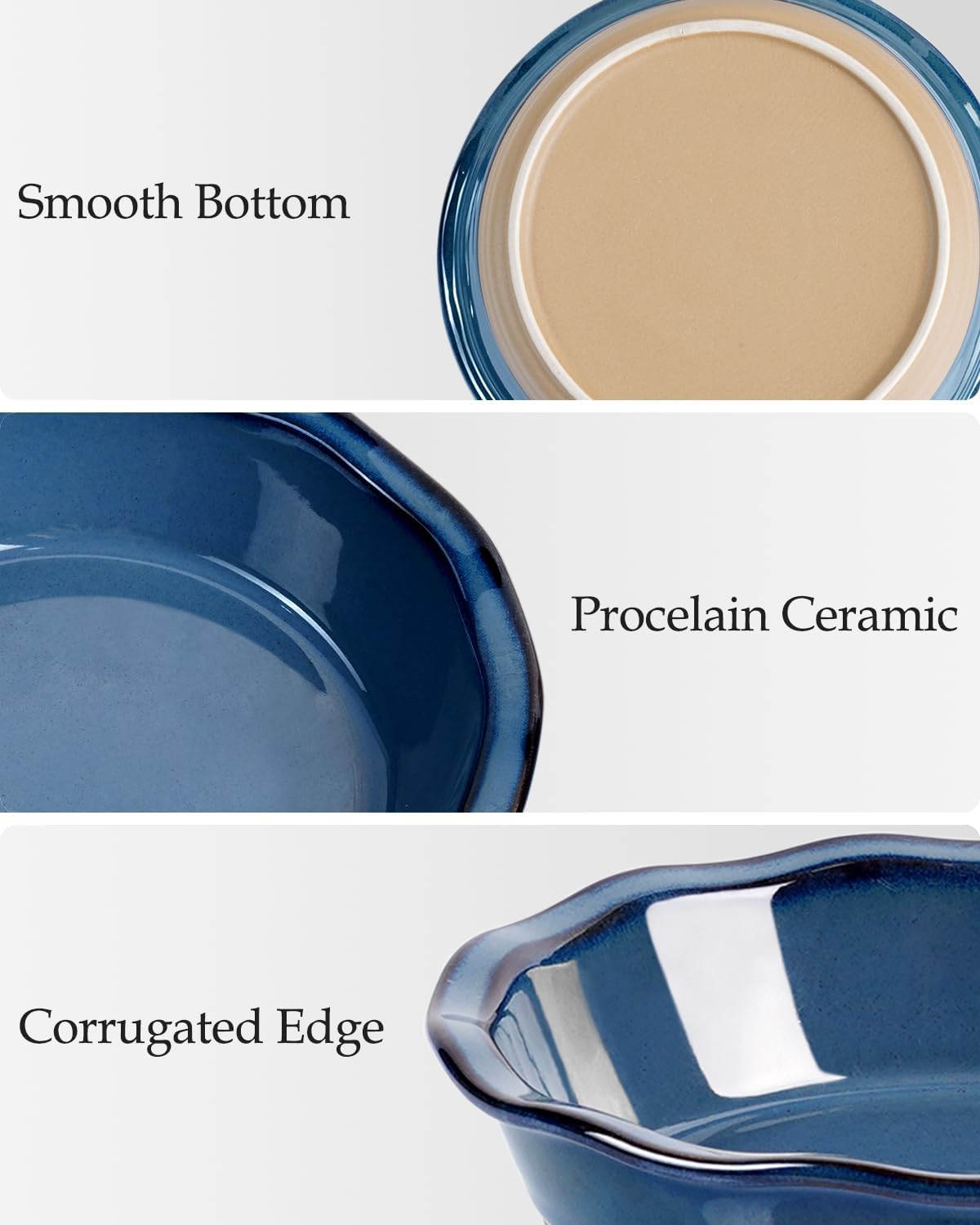 NUTRIUPS 6.5 Inch Ceramic Mini Pie Pans Set of 2, Pot Pie Baking Dishes, Small Pie Pans Oven Safe