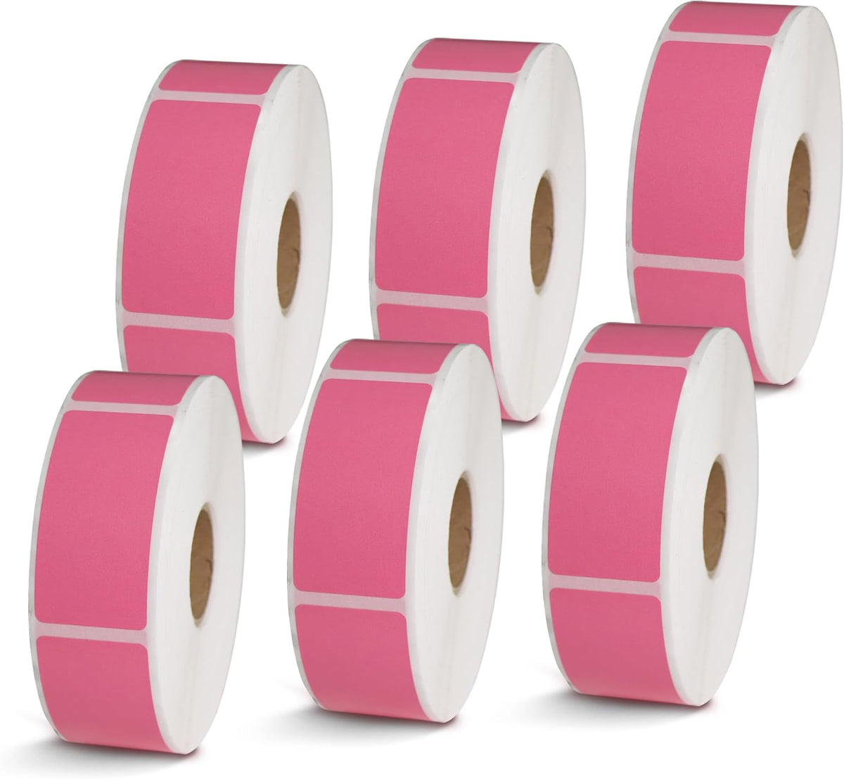 BETCKEY - 1" x 2" Barcode & Address Labels Compatible with Zebra & Rollo Label Printer,Premium Adhesive & Perforated [Pink, 6 Rolls, 4500 Labels]