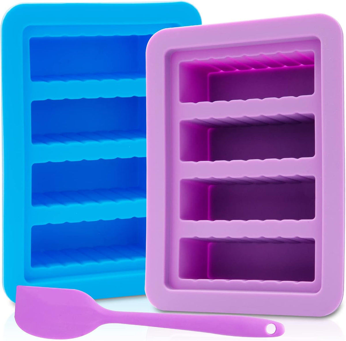 2 Packs Silicone Butter Mold, Butter Tray with Lid, Large Butter Maker with Silicone Spatula, Rectangle Container for Homemade Herbed Garlic Butter Brownies Soap Bar Energy Bar