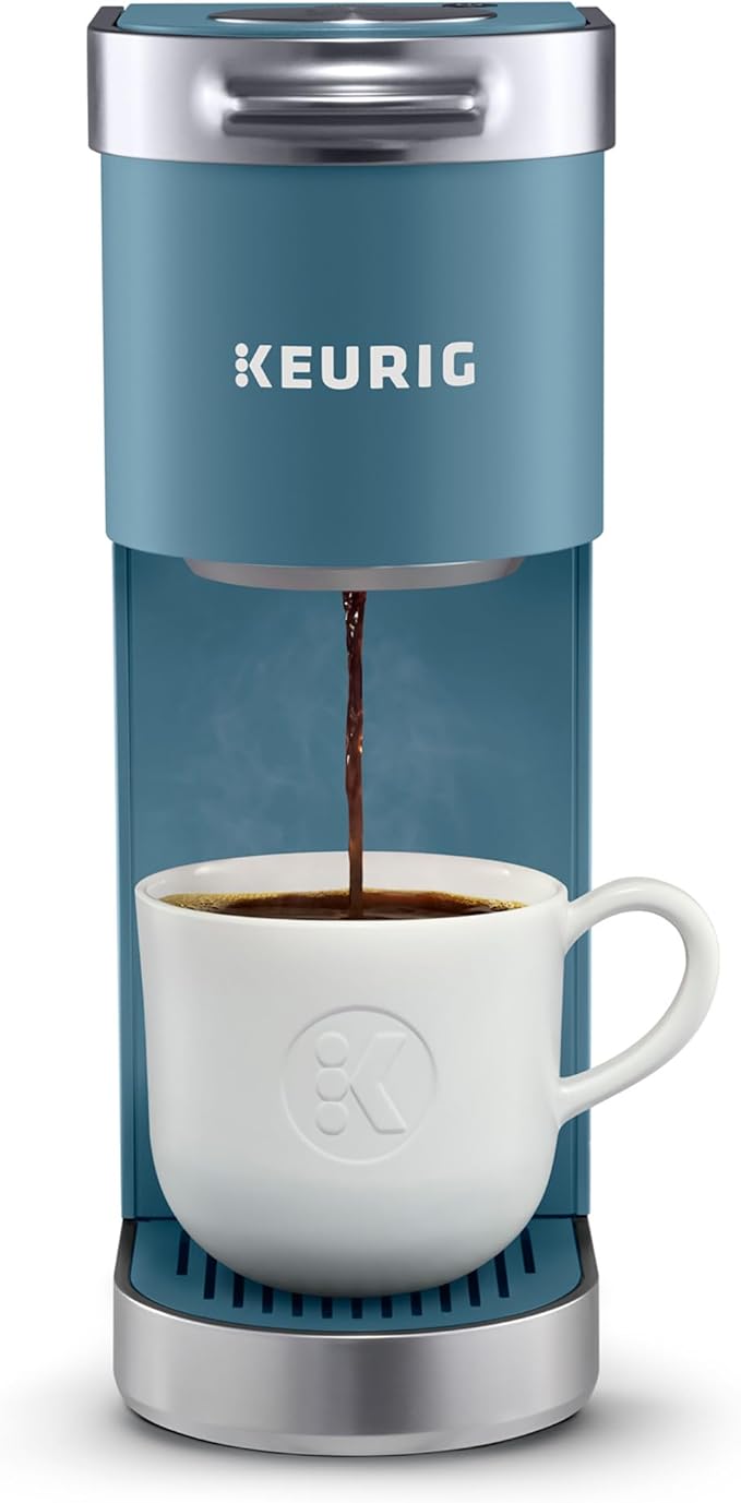Keurig K-Mini Plus Single Serve K-Cup Pod Coffee Maker, with 6 to 12oz Brew Size, Stores up to 9 K-Cup Pods, Travel Mug Friendly, Evening Teal