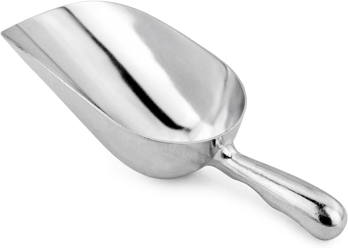 New Star Foodservice 34547 One-Piece Cast Aluminum Round Bottom Bar Ice Flour Utility Scoop, 24 -Ounce, Silver (Hand Wash Only)