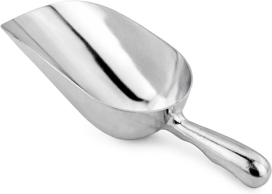 New Star Foodservice 34547 One-Piece Cast Aluminum Round Bottom Bar Ice Flour Utility Scoop, 24 -Ounce, Silver (Hand Wash Only)