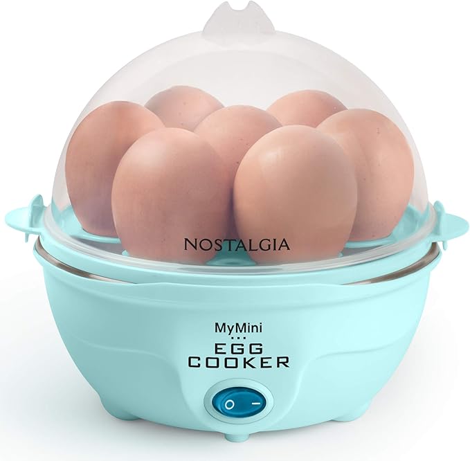 Nostalgia Retro Electric Large Hard-Boiled Egg Cooker, 7 Capacity, Poached, Scrambled, Omelets, Whites, Sandwiches, for Keto & Low-Carb Diets, Aqua