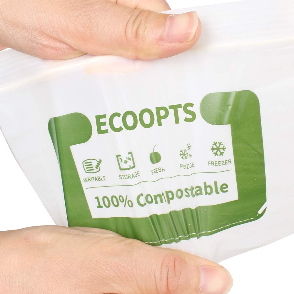 100% Compostable Snack Zip Bag | ECO-Friendly Small Storage Bags | Freezer Bag | Plant-Based BPA-free | Seal well for Cookie, Chips and Snack (2, Small)