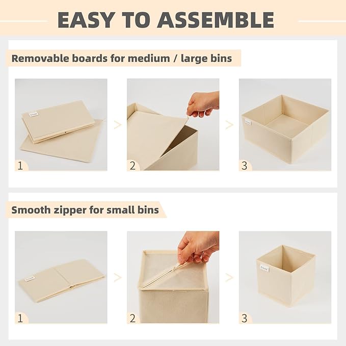 Criusia Drawer Organizer Clothes, 8 Pack Underwear Drawer Organizer, Foldable Cloth Storage Box Closet Organizers and Storage for Clothes, Socks, Scarves, Ties (Beige)