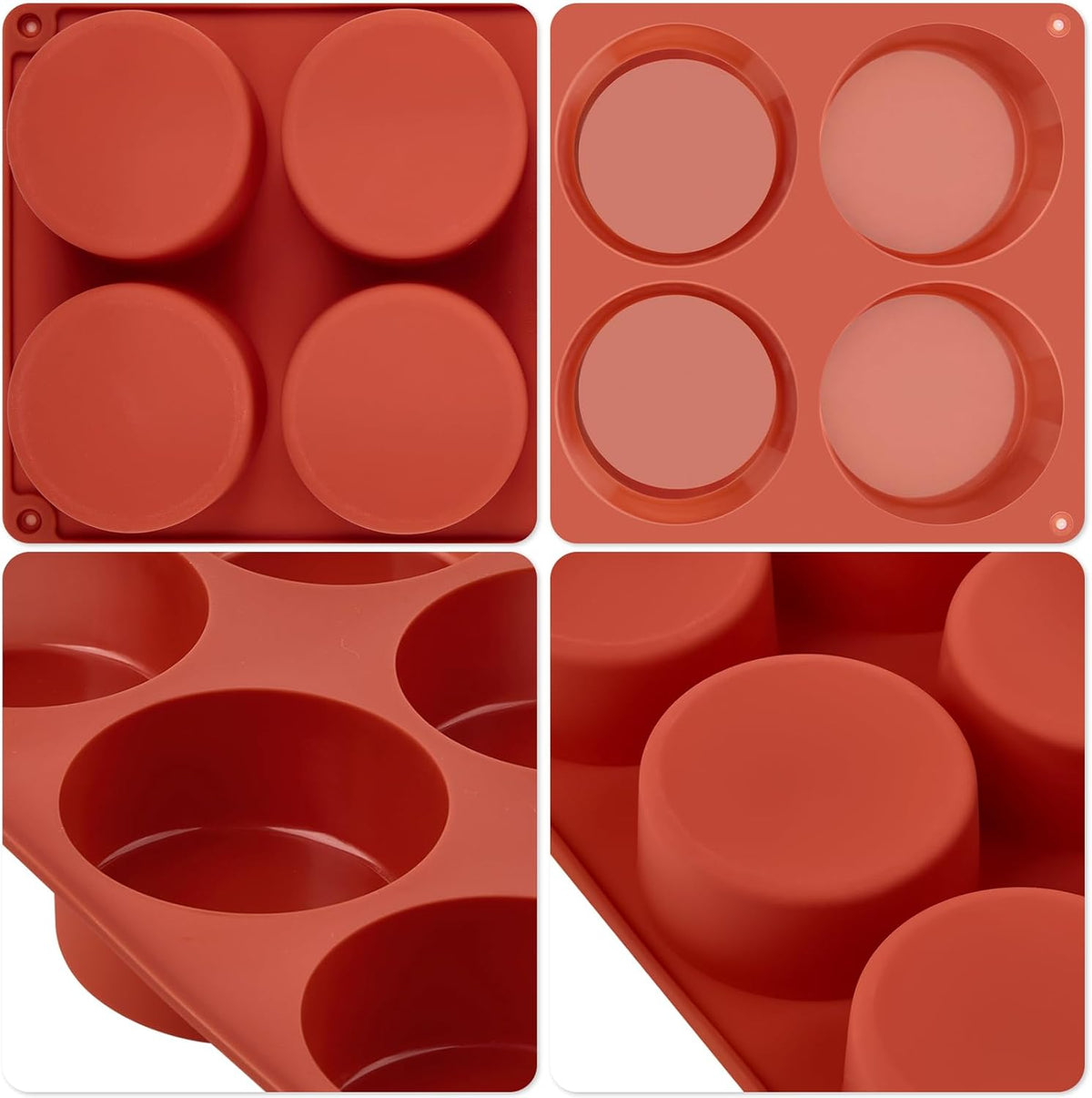JOERSH 2-PK Silicone Egg Bite Molds Deep 3 Inch Frittata Baking Pans, Non-Stick Round Silicone Molds for Egg Breakfast Sandwich, English Muffin, Cheesecake, Dinner Rolls