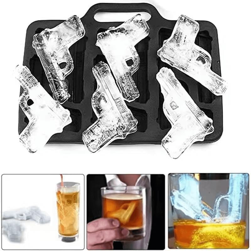 Pistol Ice Cube Mold Ice Cube Tray Mold Ice Cream Maker Chocolate Cake Baking Cakesicle Molds 3D Gun Shape Cold Drink DIY Whiskey Wine Ice Maker Accessories
