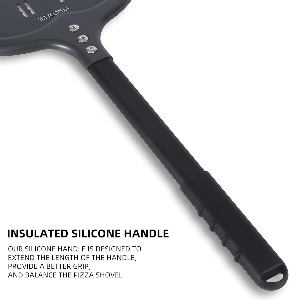 Perforated Pizza Peel, 12 x 14 Inch Rectangular Pizza Turning Peel, Professional Anodized Aluminum Turning Pizza Spatula, 26 inch overall