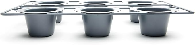 Fox Run Non-Stick Popover Pan, 6 Cup Yorkshire Pudding Pan, Grey