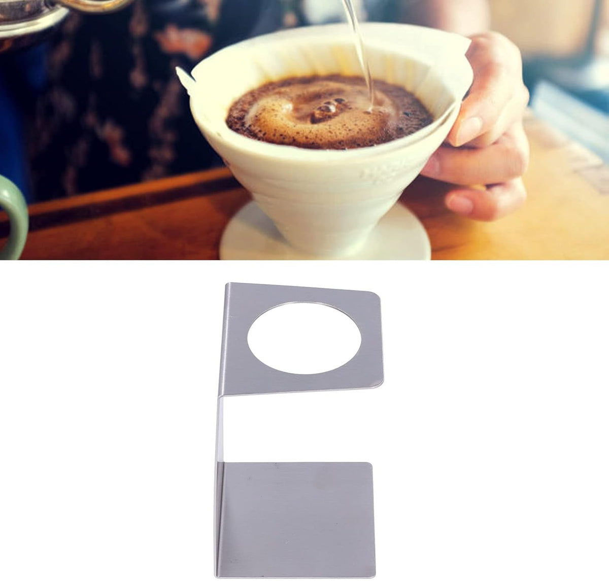 Drip Coffee Holder, Pour Over Coffee Stand, Lightweight Metal Dripper Holder for Home and Cafe Use (Silver)