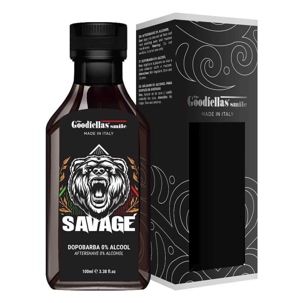 The Goodfellas' smile Alcohol-Free Soothing Aftershave Splash/Tonic, Made in Italy, 100 ml, 3.38 oz (SAVAGE/Bergomot & Lemon)