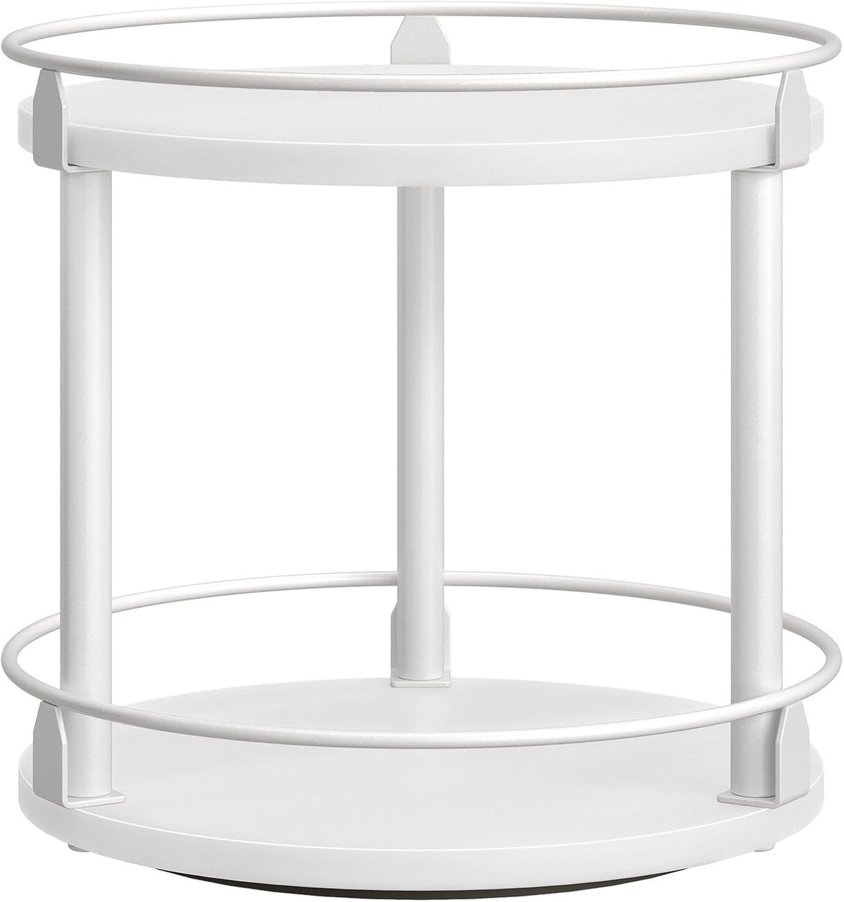 Lazy Susan Organizer, Rotating Spice Rack, 2 Tier Spice Turntable Organizer, Industrial Turntable Spice Holder, for Kitchen Countertop, Compact and Versatile, White SR22WW