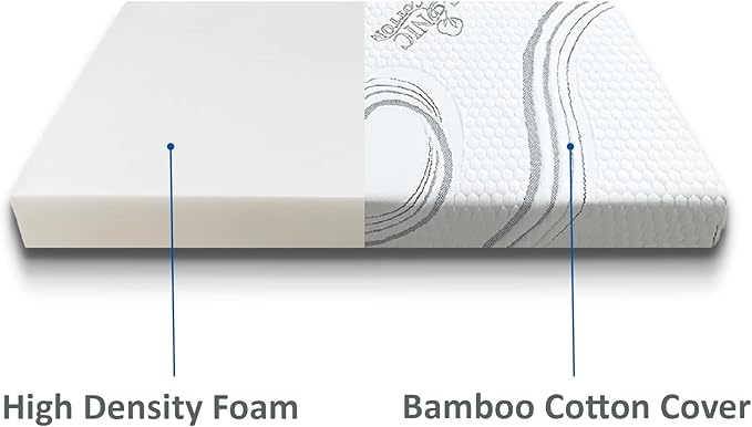 FoamRush 6-Inch Bunk (28" x 72") High Density Foam RV Mattress Replacement with Cotton Cover, Medium Firm, Pressure Relief, Travel Camper Trailer Truck, Made in USA, CertiPUR-US Certified