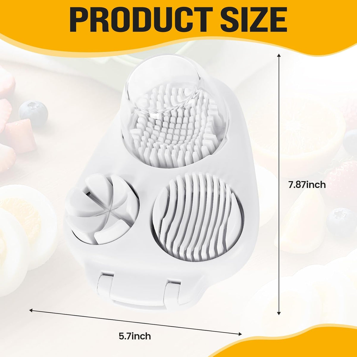 Nxyznmql3-In-1egg Slicer For Hard Boiled Eggs,Stainless Heavy Duty Steel Egg Slicer Kitchen Gadget, Fit Strawberry,Apple,Banana,Cherry,Tomato,White