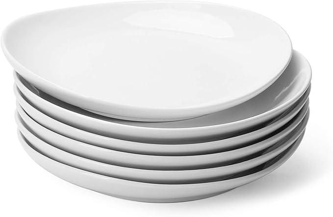 Sweese Porcelain 7.8 Inch Dessert Plates Set of 6 - White Salad Plates, Appetizer Plates, Small Plates - Dishwasher, Microwave, Oven Safe, Smooth Glaze, Scratch Resistant