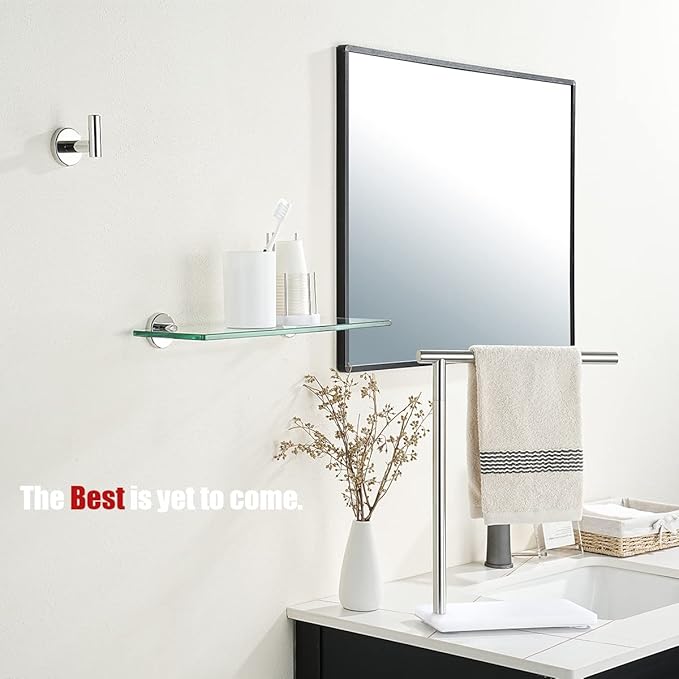 JQK Bathroom Glass Shelf Chrome, Tempered Glass Shower Storage 14 by 5 inches, 304 Stainless Steel Polished Chrome Wall Mount, TGS101L14-CH