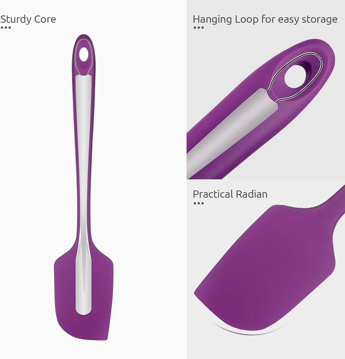 14in Extra Large Silicone Spatula: U-Taste 600ºF Heat Resistant Flexible Silicon Mixing Stirring Cooking Scraping Baking Bowl Scraper Seamless Spreader for Kitchen Nonstick Cookware (Purple)