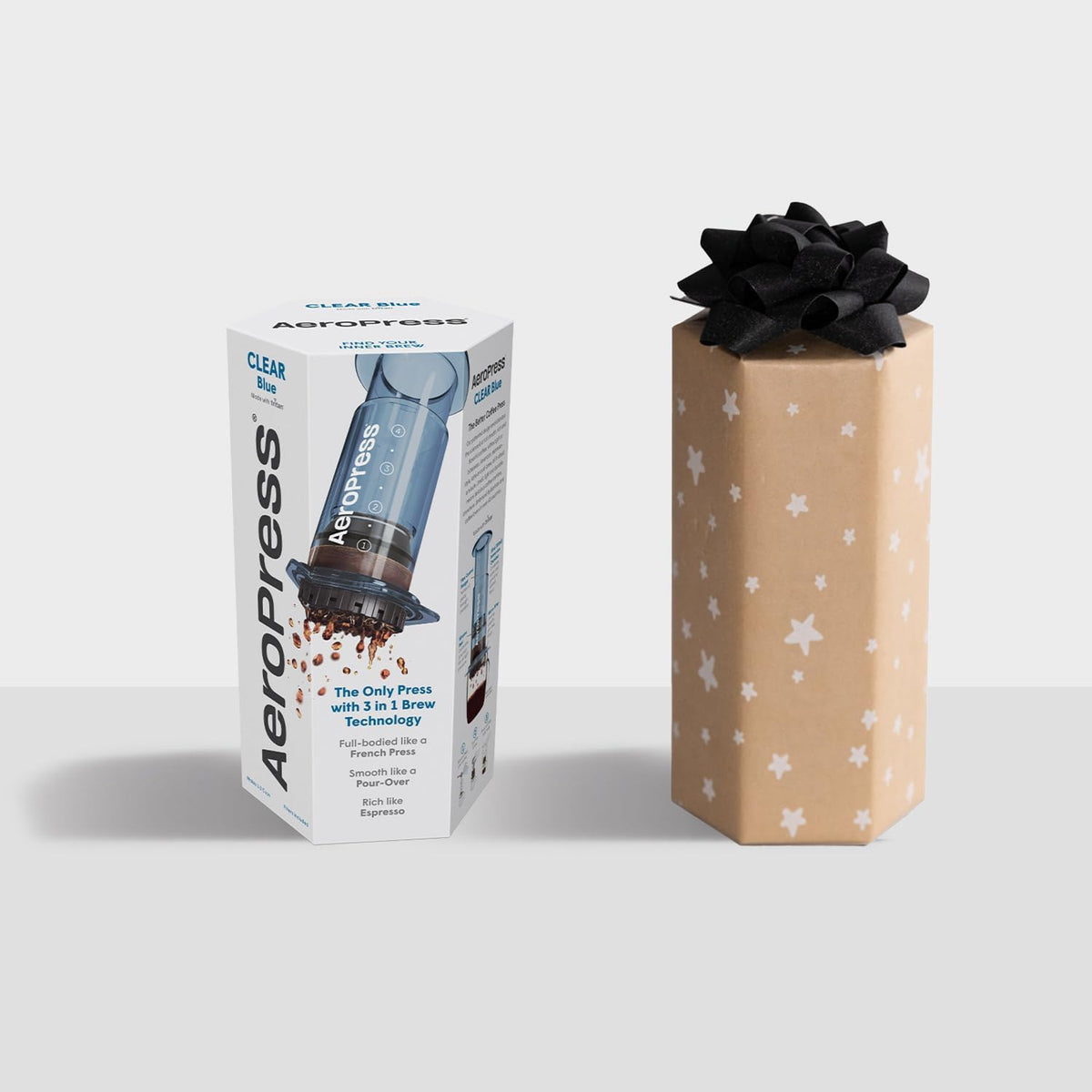 AeroPress Clear Blue Coffee Press – 3 In 1 Brew Method Combines French Press, Pourover, Espresso, Full Bodied Coffee Without Grit or Bitterness, Small Portable Coffee Maker for Camping & Travel-Blue