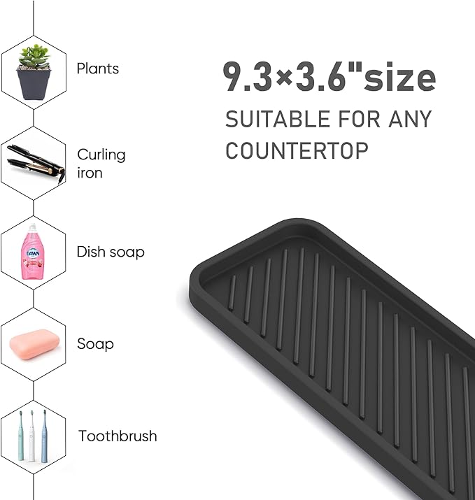 EG-SIPRO Kitchen Sink Organizer Tray,Sponge Holder for Kitchen Sink Bathroom Counter Tray Sponge Caddy Silicone Soap Holder for Soap dispenser, Bottle, Dishwashing Accessories(2-pack)