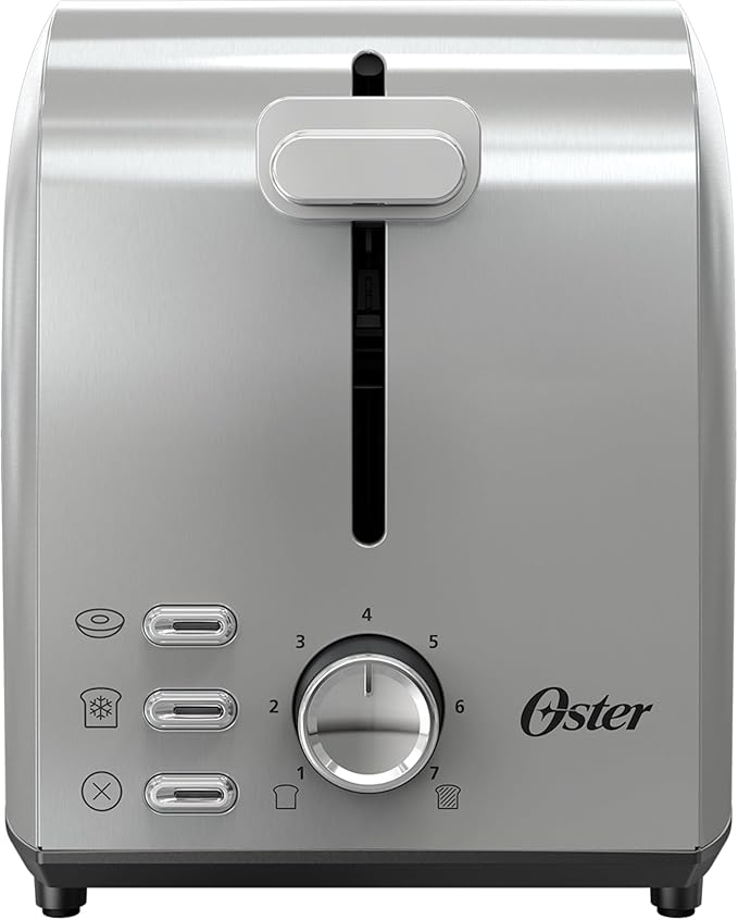 Oster 2-Slice Toaster with Extra Wide Slots, Bagel Toaster, Stainless Steel