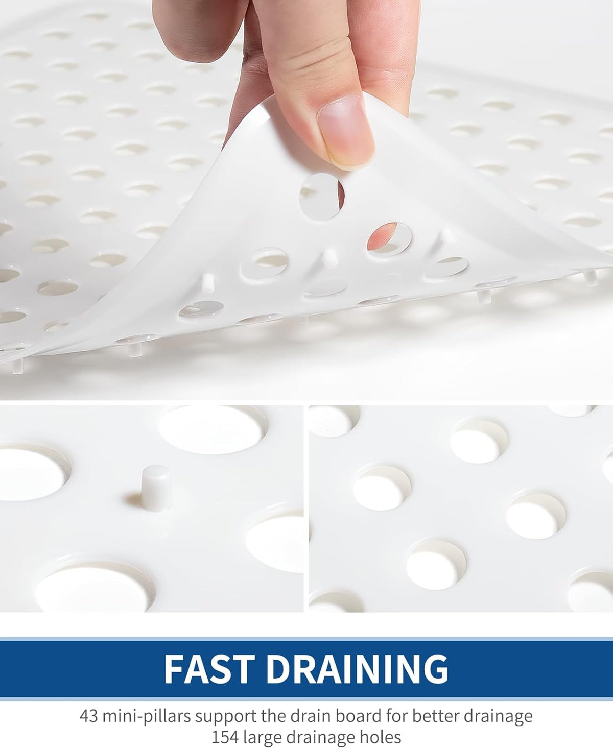 Bligli Small Sink Mat,2 Pack White 11.2x12.7inch Sink Protector Mats for Bottom of Kitchen Sink, Dish Drying Mat for Dishes and Glassware, Fast Drain