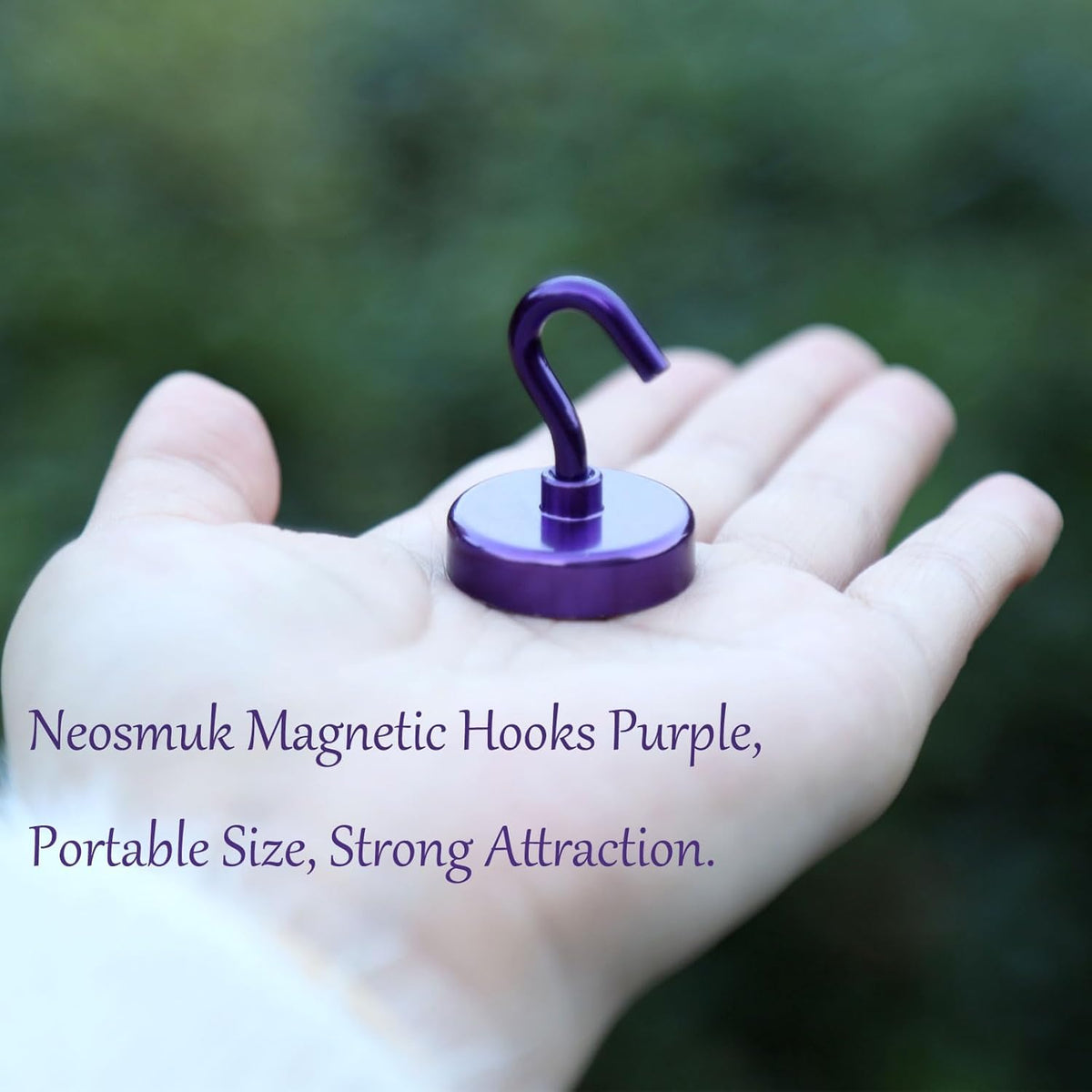 Neosmuk Magnetic Hooks Heavy Duty,Strong Magnet with Hook for Fridge, Super Neodymium Extra Strength Industrial Hooks for Hanging, Magnetic Hanger for Toolbox, Cruise, Grill(Purple,10 Pack)