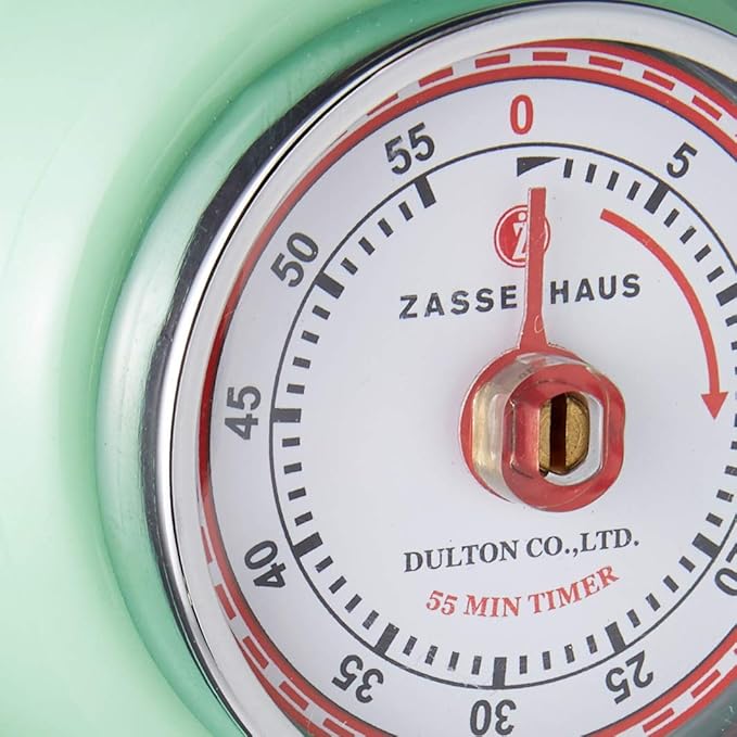 Zassenhaus Magnetic Retro Kitchen Timer, Classic Mechanical Cooking Timer (Mint Green)