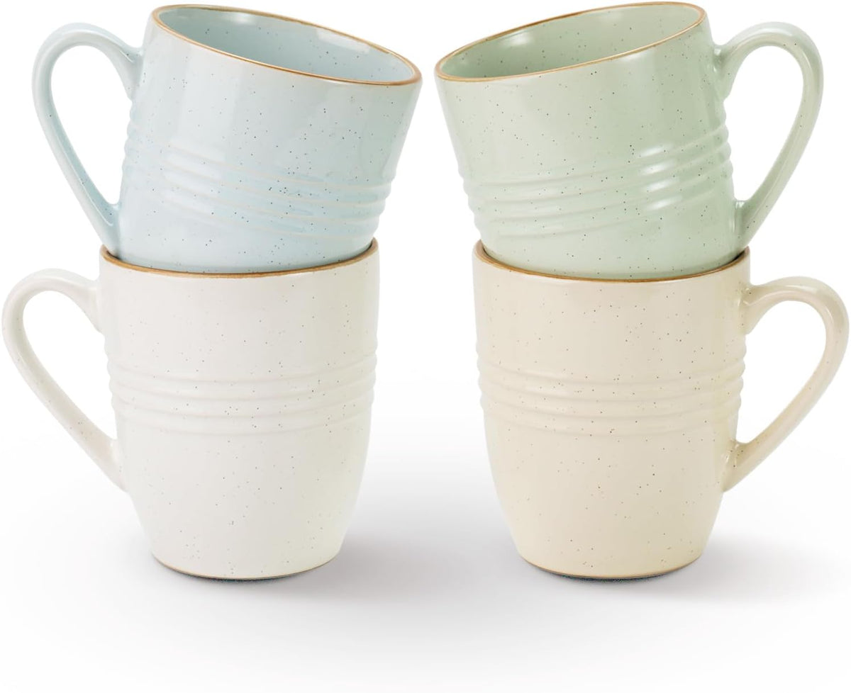 famiware Jupiter Coffee Mugs Set of 4, 14 OZ Coffee Mug, Microwave and Dishwasher Safe, Coffee Cups with Handle for Coffee, Tea, Cocoa, Milk, Multi-color
