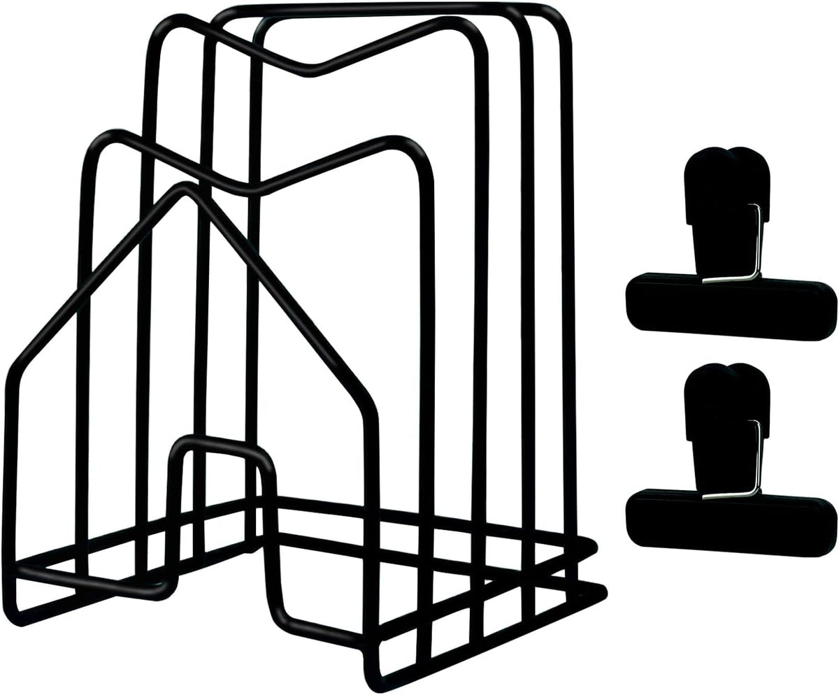 Pot Lid Organizer W 2 Chip Bag Clips Cutting Board Holder Inside Cabinet 304 Stainless Steel Pan Organizer Under Cabinet Pot Cover Cookie Sheet Bakeware Serving Tray Cooling Rack Stand Kitchen Black