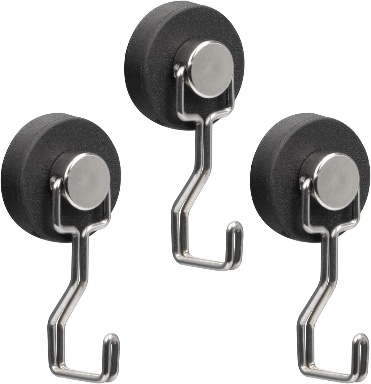 Rubber Coated Anti-Scratch Heavy Duty Magnetic Hooks, Essential for Cruise Ship Cabins & Refrigerator Hanging, Rubber Coating Anti-Corrosion, Hook Magnets for Outdoor Grill(3, Sliver)