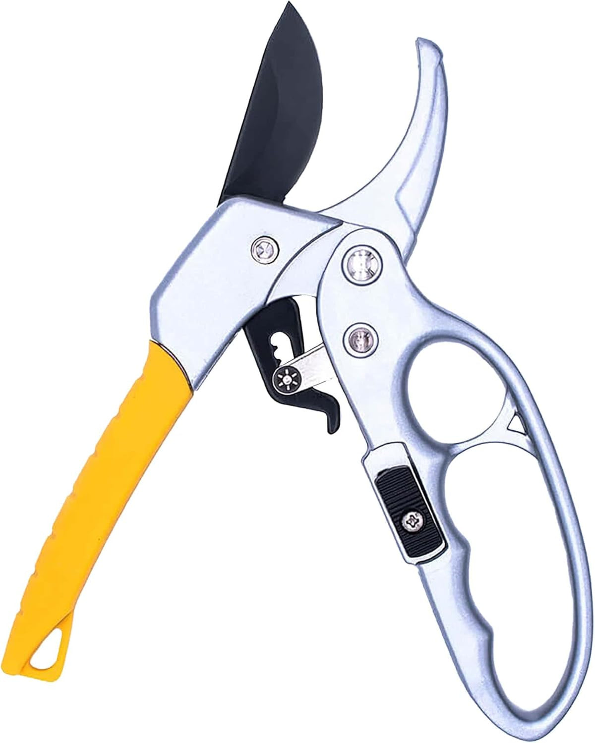 BUGUI 8" Ratchet Pruning Shears, 5 Times Cutting Power Than Normal Garden Scissors, Labor-Saving Design for Arthritis Weak Hands