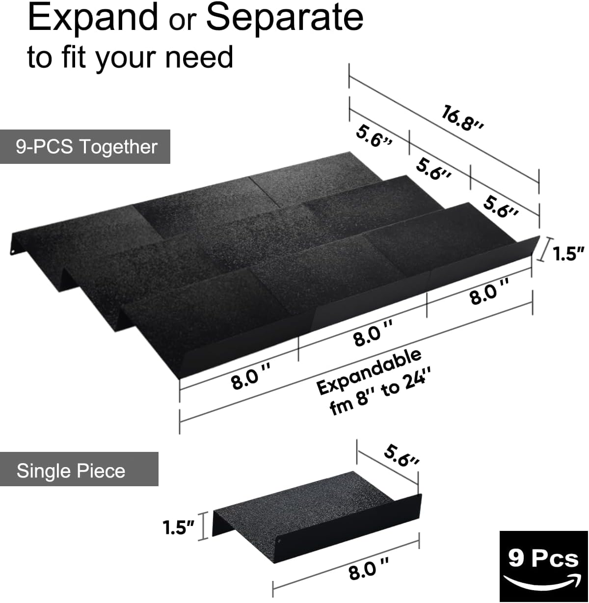 Artibear Expandable Spice Rack Drawer Organizer for 8" to 24" Kitchen Cabinets Drawer Tray, Set of 9