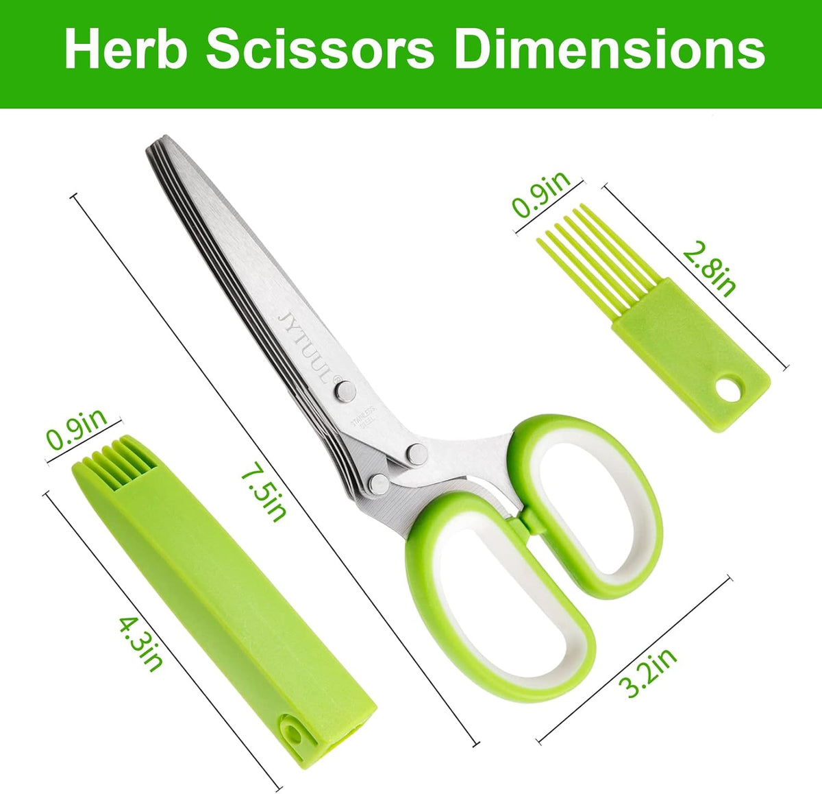 Herb Scissors, Multipurpose Sharp Kitchen Herb Cutter Shears with 5 Stainless Steel Blades, Safety Cover, Cleaning Comb, Cool Kitchen Gadgets for Cutting Fresh Garden Herbs, Dishwasher Safe