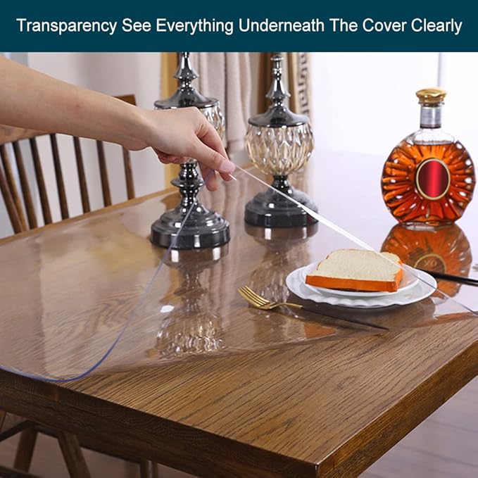 20x52 in Custom Multisize 1.5mm Thick Clear PVC Table Protector Cover Mat Rectangular Glass Plastic Tablecloth Cover Office Desk Pad Mat for Computer Desk Sofa Table Media Stand Wipeable Waterproof