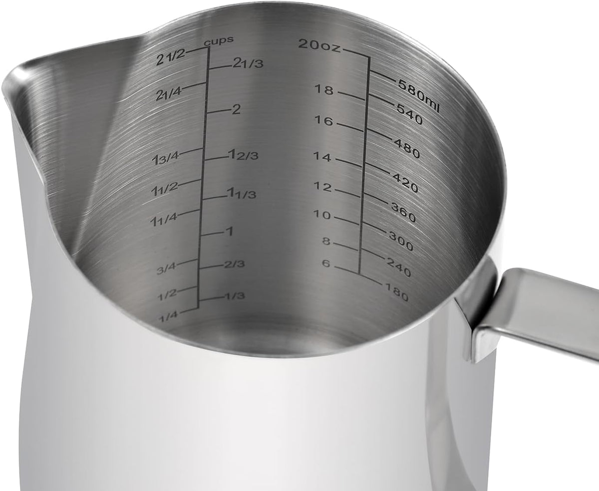 Kichwit Stainless Steel Measuring Cup, Metal Measuring Cup with Handle, 20oz / 600ml / 2.4 Cups