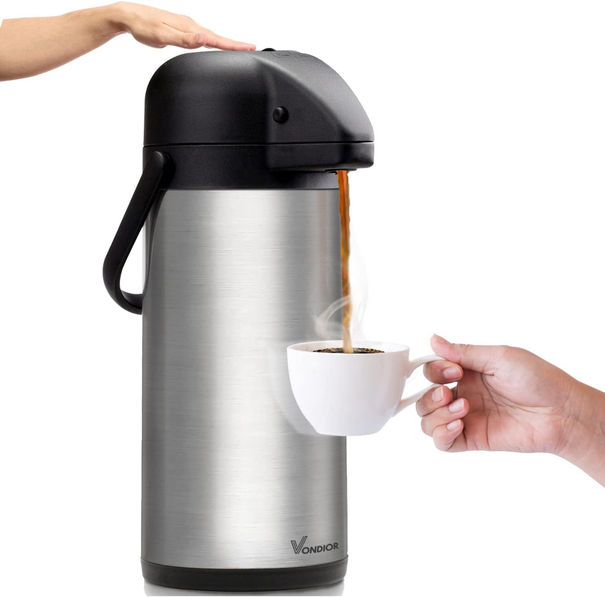 Coffee Carafe for Keeping Hot - 102oz/3L Airpot Coffee Dispenser with Pump - Insulated Stainless Steel Hot Beverage Dispenser for Parties - Thermal Carafe for Hot Drinks Water Tea Chocolate