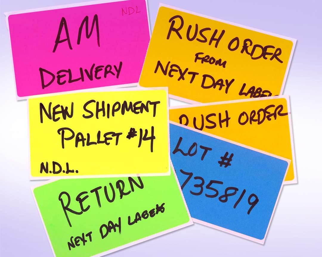 NextDayLabels 500 Rectangle Stickers (3" x 5") - Color Coding Labels Roll - Moving Labels for Boxes, Colored Inventory Stickers for Packing, Organizing, and Storage (Fluorescent Pink)